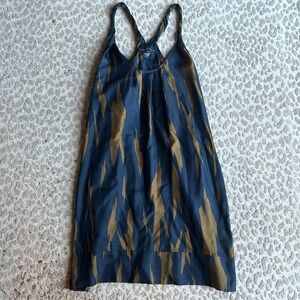 French Connection 100% Silk Navy and Gold Twist Tunic Top/Mini Dress, size 2